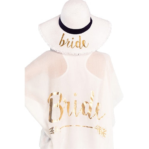 White C.C "Bride" Beach Cover Up; Beach, Poolside chic made easy with this lightweight solid color short sleeve Cover Up featuring relaxed silhouette, great over a swimsuit or your favorite blouse & slacks, Perfect Birthday Gift, Anniversary Gift, Bridal Party, Wedding Part, Bachelorette, Beachwear, Short Sleeves Cover Up