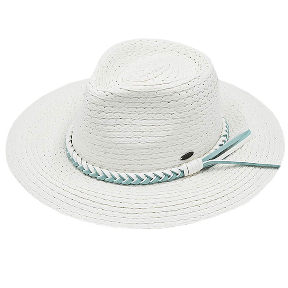 white C.C Paper Straw Braided Panama Hat, Keep your styles on even when you are relaxing at the pool or playing at the beach. Large, comfortable, and perfect for keeping the sun off of your face, neck, and shoulders. Perfect summer, beach accessory. Ideal for travelers who are on vacation or just spending some time in the great outdoors.