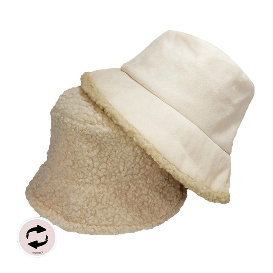 White Fashionable Winter Reversible Faux Fur Sherpa Bucket Hat, Before running out the door into the cool air, you’ll want to reach for these Faux Fur Sherpa Bucket Hatto keep you incredibly warm and comfortable even when the sun is high in the sky. Perfect for keeping the sun off of your face, neck, and shoulders.