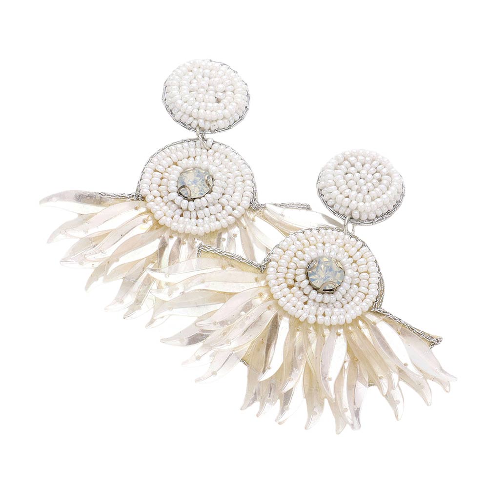 White Felt Back Seed Beaded Boho Fringe Dangle Earrings, are beautifully designed on a fringe theme to put on a pop of color and complete your ensemble. Perfect for adding the perfect beauty & glamor everywhere with these seed-beaded fringe earrings. These felt-back dangle earrings are handcrafted jewelry that fits your lifestyle.