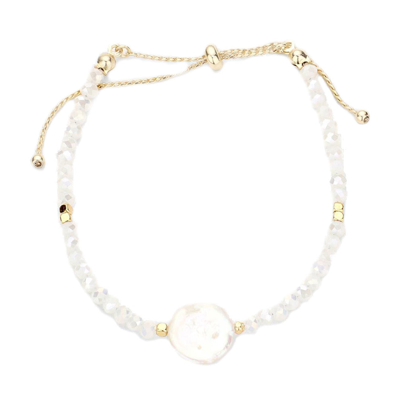 White Freshwater Pearl Accented Faceted Beaded Bracelet, Get ready with these Magnetic Bracelet, put on a pop of color to complete your ensemble. Perfect for adding just the right amount of shimmer & shine and a touch of class to special events. Perfect Birthday Gift, Anniversary Gift, Mother's Day Gift, Graduation Gift.