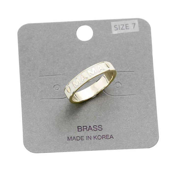 White Gold Brass Metal Enamel MAMA Ring. Best loving gift to express your love to your mother on Mother's Day. Shows the love between mother and child is forever. This MAMA Ring is perfect Mother's Day gift for all the special women in your life, be it mother, wife, sister or daughter.