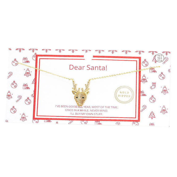 White Gold Dipped CZ Rudolph Pendant Necklace. Beautifully crafted design adds a gorgeous glow to any outfit. Jewelry that fits your lifestyle! Perfect Birthday Gift, Anniversary Gift, Mother's Day Gift, Anniversary Gift, Graduation Gift, Prom Jewelry, Just Because Gift, Thank you Gift.