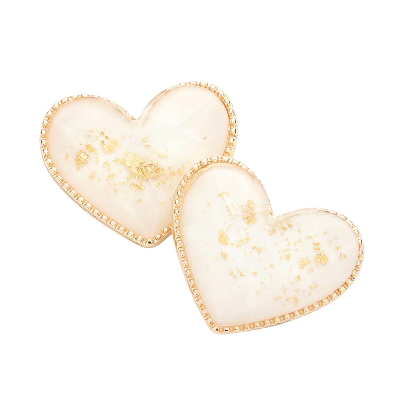 White Gold Foil Detailed Heart Stud Earrings, Take your love for statement accessorizing to a new level of affection with the heart STUD earrings. Wear these gorgeous gold foil earrings to make you stand out from the crowd & show your trendy choice. Boasting a romantic palette and silhouette. This pretty pair of heart earring studs instantly effortlessly elevates everything from playful motifs to sleek separates.