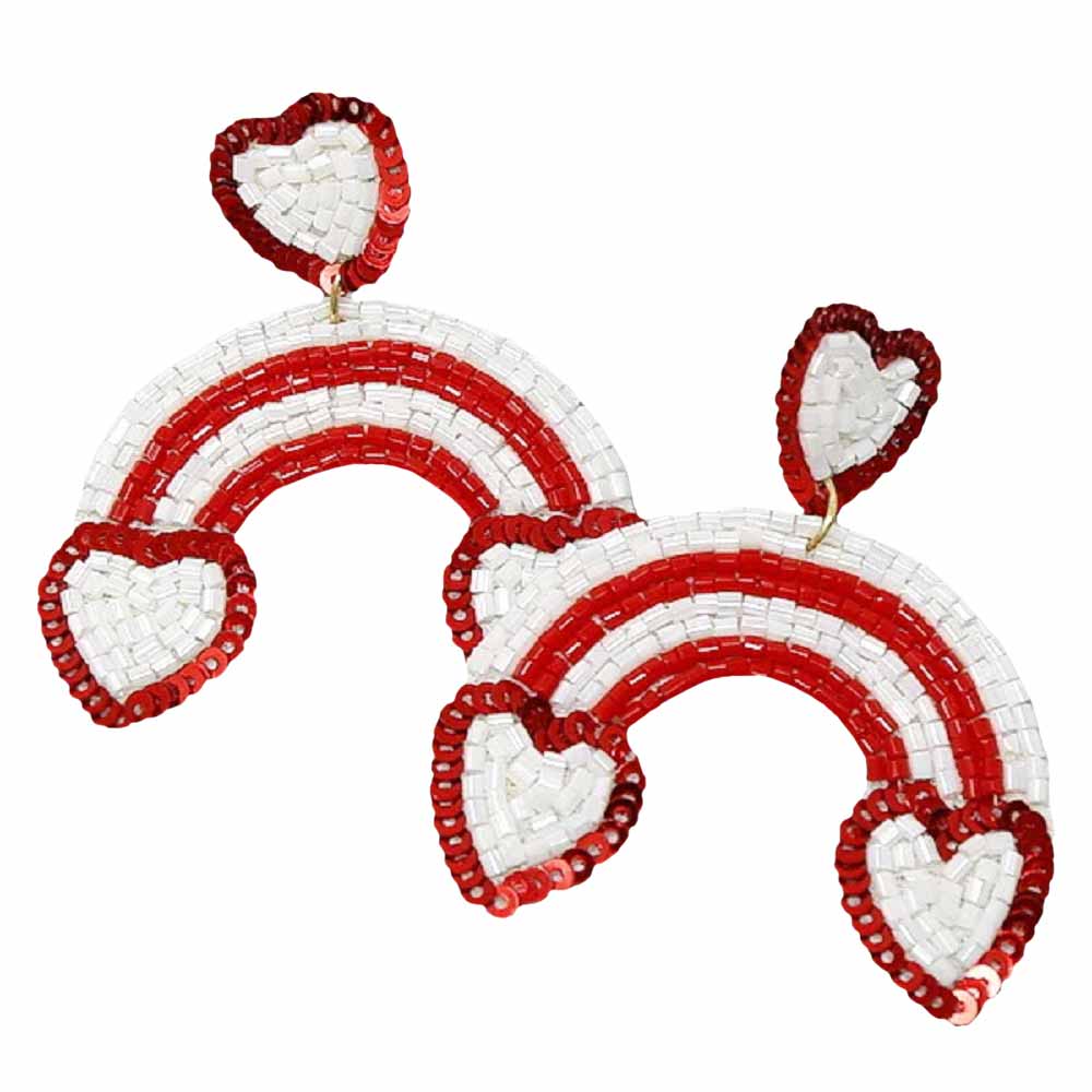 White Heart Rainbow Seed Bead Earrings, Take your love for statement accessorizing to a new level of affection with these beaded rainbow earrings. Accent all of your dresses with the extra fun vibrant color with these rainbow theme earrings. Wear these lovely earrings to make you stand out from the crowd & show your trendy choice this valentine.