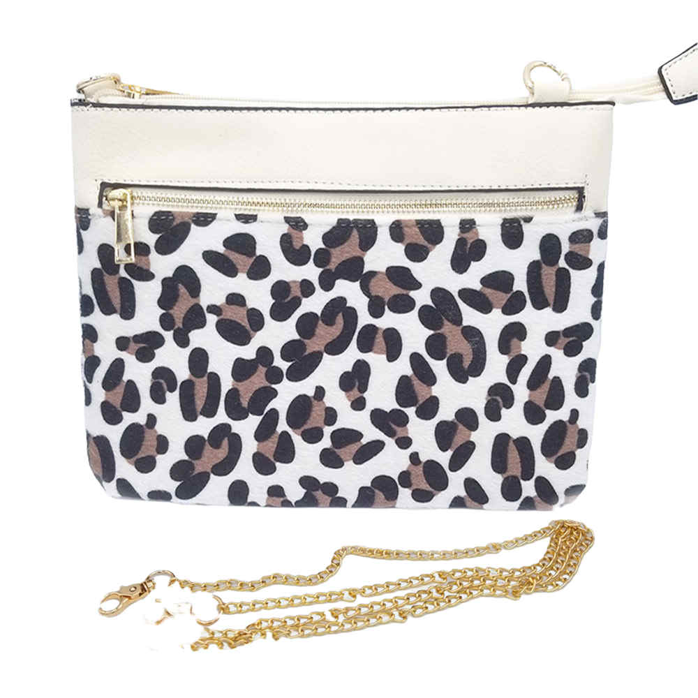 White Leopard Leopard Patterned Accented Faux Leather Crossbody Bag, look like the ultimate fashionista when carrying this small chic bag, great for when you need something small to carry or drop in your bag, Birthday Gift, Valentine's Day Gift, Anniversary Gift, Love You Gift, Mother's Day Gift, Thank you Gift