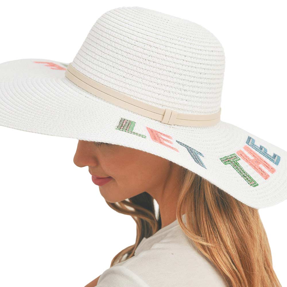 White Let The Sun Shine Sequin Message Straw Panama Sun Hat, a beautiful & comfortable Straw Panama Sun Hat is suitable for summer wear to amp up your beauty & make you more comfortable everywhere. It's an excellent gift item for your friends & family or loved ones this summer.