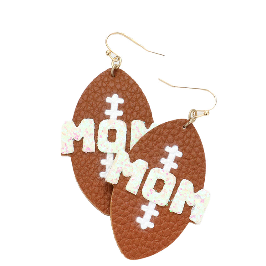White MOM Message Faux Leather Football Dangle Earrings, make your mom feel special with this gorgeous earrings gift. Designed to add a gorgeous stylish glow to any outfit. Show mom how much she is appreciated & loved. Look like the ultimate fashionista with these Earrings! This Sports theme handcrafted jewelry fits your lifestyle, adding a polished finish to your look.
