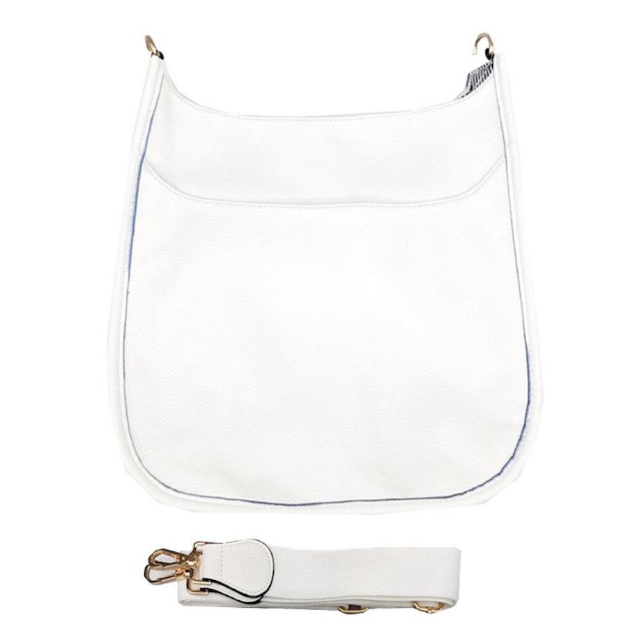 White Solid Colored Faux Leather Detailed Adjustable Crossbody Tote Handbag; Best Seller plenty of room to fit all your items. Comes with two inside slip pockets and one inside zipper pocket, can be worn as a crossbody bag. Perfect for work, Birthday Gift, Anniversary Gift, Daily Handbag, Thank you Gift, Everything Bag