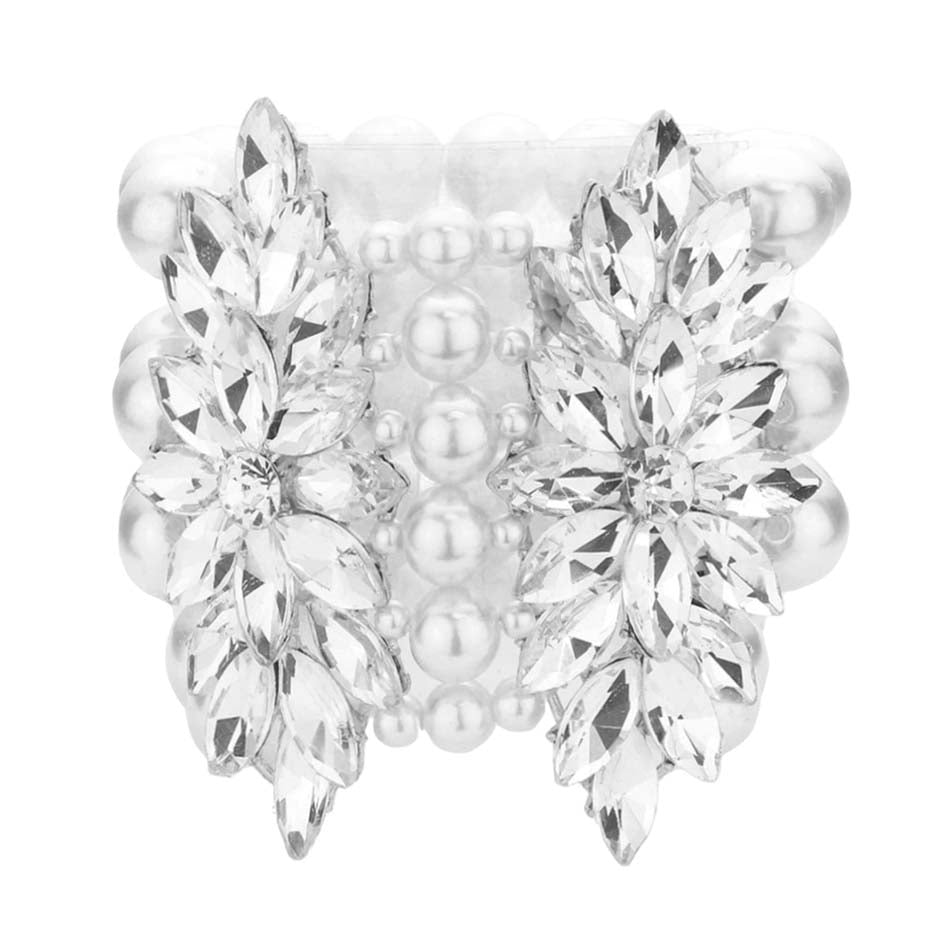 White Stone Embellished Multi Layered Pearl Stretch Bracelet, get ready with these stretch Bracelets to receive the best compliments on any special occasion. Put on a pop of color to complete your ensemble and make you stand out on special occasions. Perfect for adding just the right amount of shimmer & shine and a touch of class to special events.