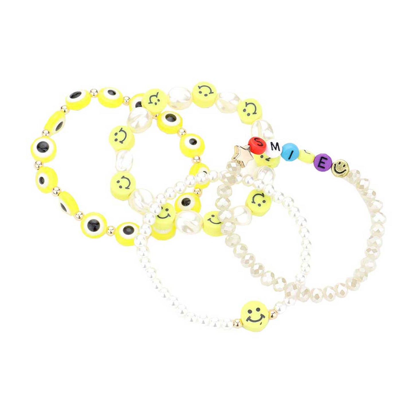 Yellow 4PCS Freshwater Pearl Evil Eye Beaded Stretch Bracelets, Get ready with these Bracelet, put on a pop of color to complete your ensemble. Perfect for adding just the right amount of shimmer & shine and a touch of class to special events. Perfect Birthday Gift, Valentine's Gift, Anniversary Gift, Mother's Day Gift, Graduation Gift.