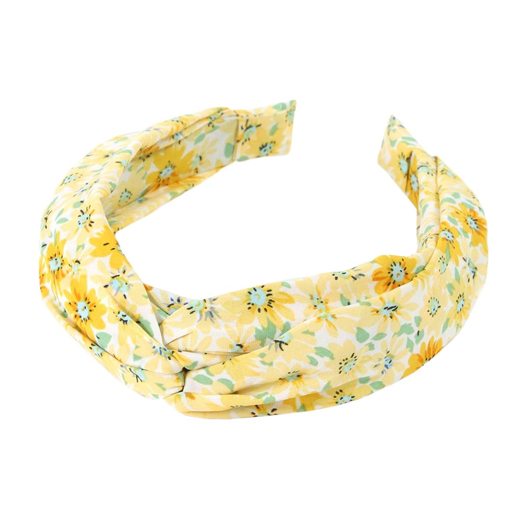 Yellow Flower Patterned Twisted Headband, create a natural look while perfectly matching your color with the easy-to-use twisted headband. Push your hair back and spice up any plain outfit with this knot flower-patterned headband! Be the ultimate trendsetter wearing this chic headband with all your stylish outfits!