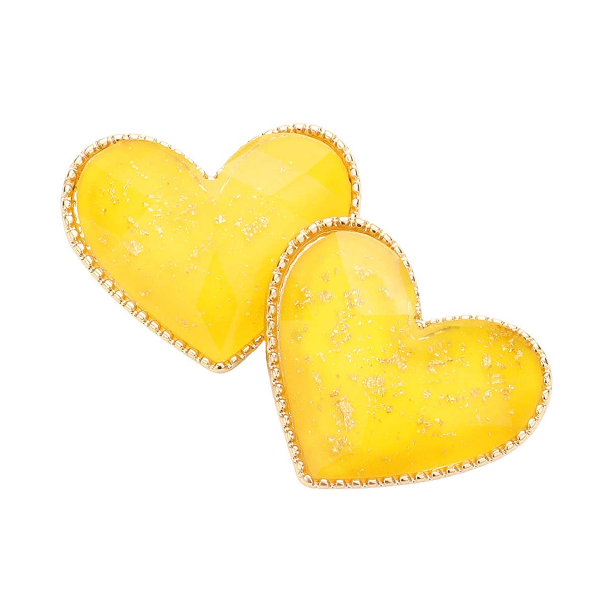 Yellow Gold Foil Detailed Heart Stud Earrings, Take your love for statement accessorizing to a new level of affection with the heart STUD earrings. Wear these gorgeous gold foil earrings to make you stand out from the crowd & show your trendy choice. Boasting a romantic palette and silhouette. This pretty pair of heart earring studs instantly effortlessly elevates everything from playful motifs to sleek separates.