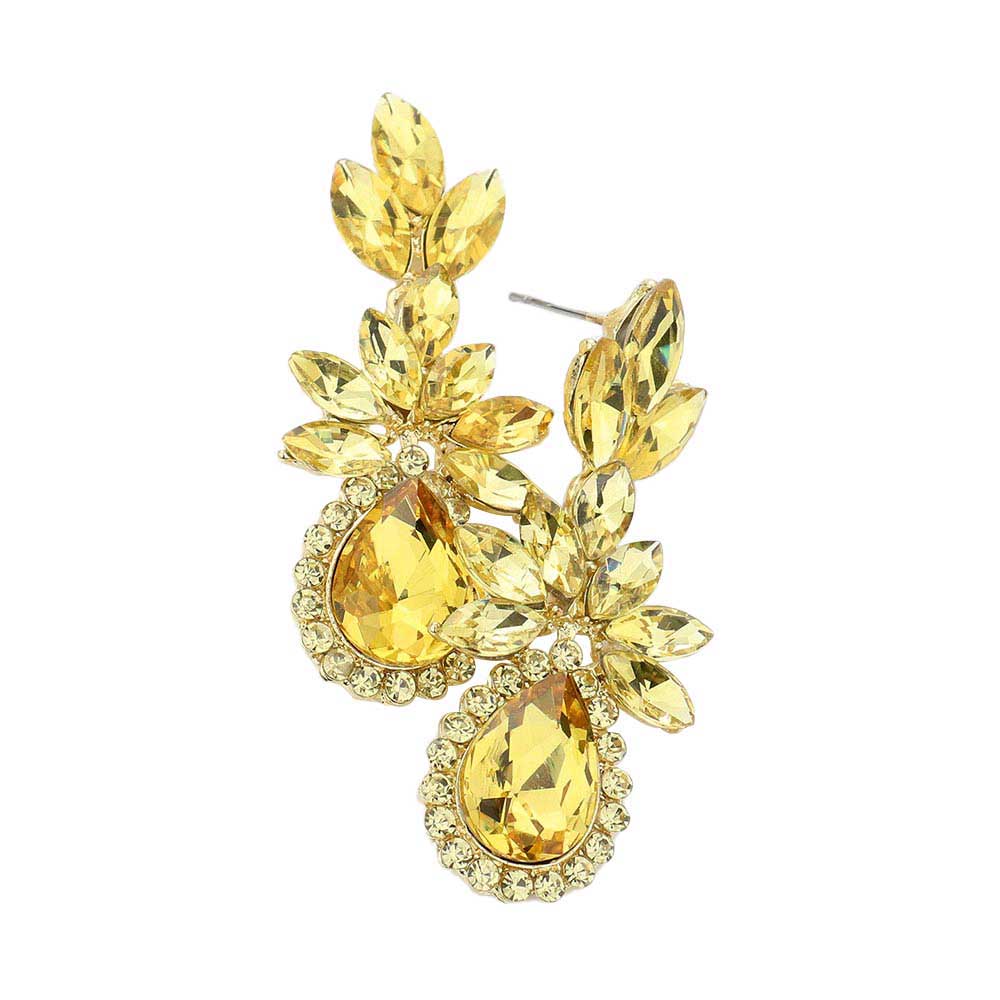 Yellow Marquise Stone Cluster Teardrop Accented Dangle Evening Earrings. Look like the ultimate fashionista with these Earrings! Add something special to your outfit ! It will be your new favorite accessory. Perfect Birthday Gift, Anniversary Gift, Mother's Day Gift, Graduation Gift, Prom Jewelry, Just Because Gift, Thank you Gift.