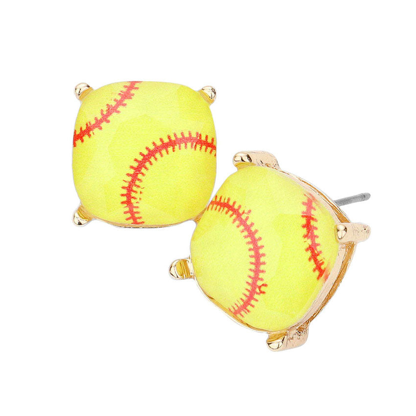 Yellow Softball Printed Square Stud Earrings, these colors will pair well with all your wardrobe. Fun & trendy, these sports themed stud earrings will accent your look. Coordinate these earrings with any ensemble from business casual wear, Lightweight and comfortable for wearing all through the week. Perfect Birthday Gift, Valentine's Day Gift, Anniversary Gift, Mother's Day Gift, Thank you Gift.