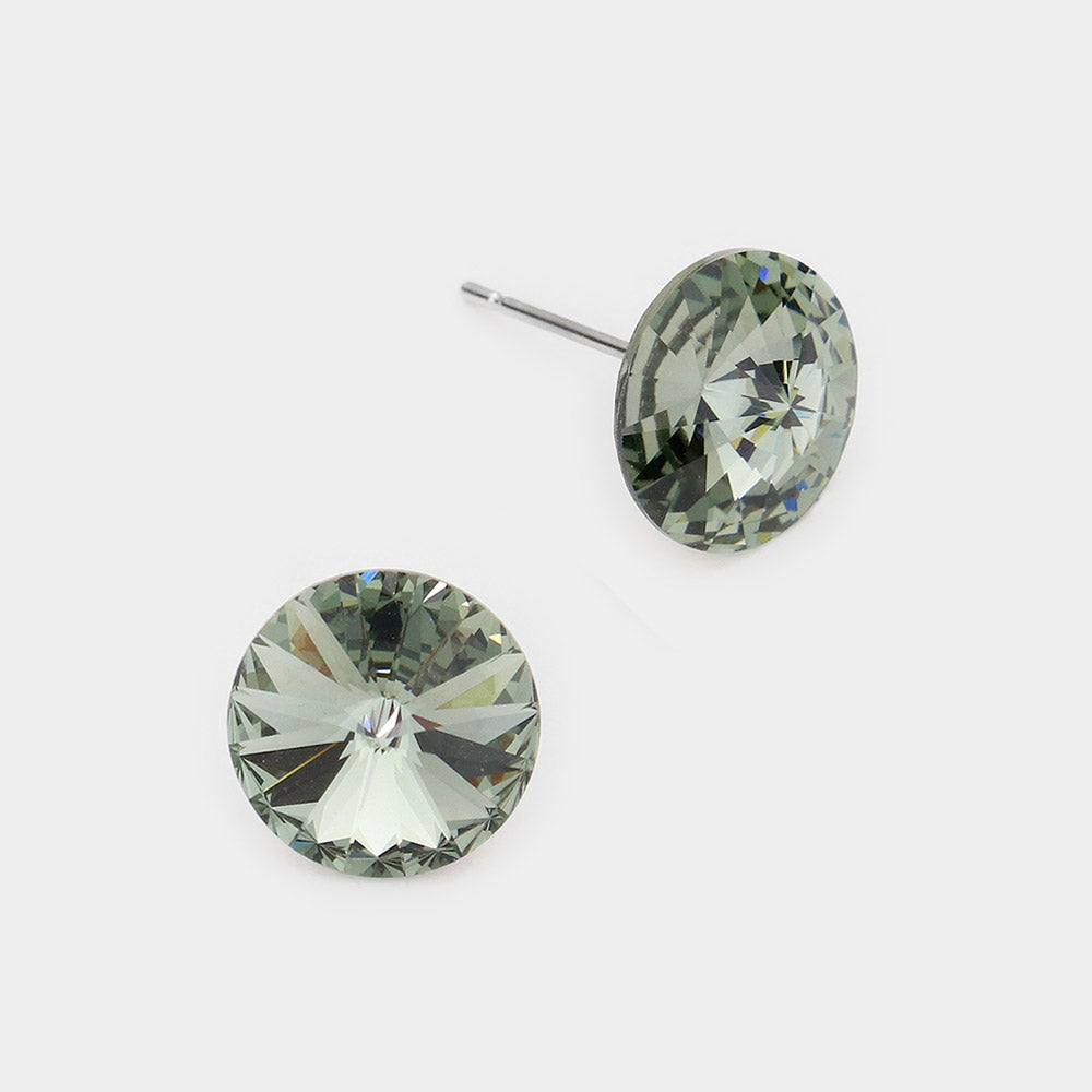 Black Diamond 10 mm Round Crystal Stud Earrings