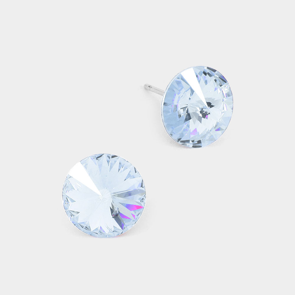 Light Blue 10 mm Round Crystal Stud Earrings