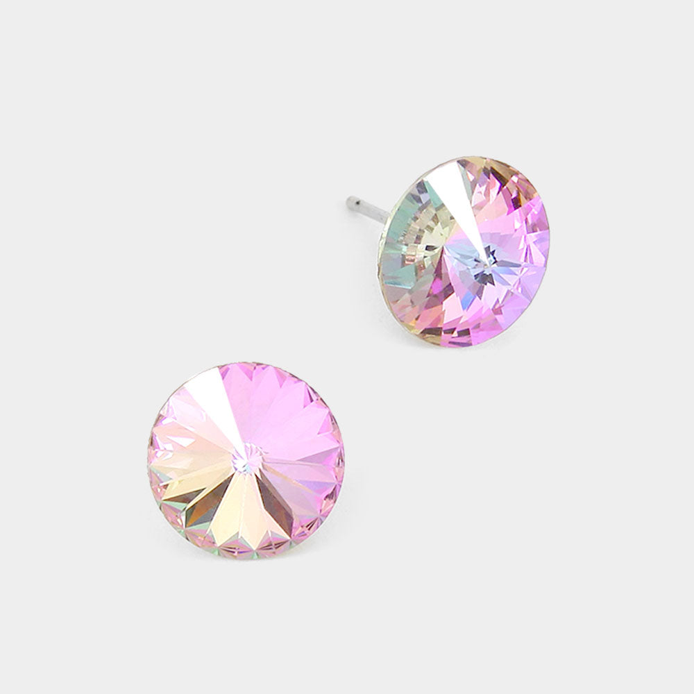 Violet 10 mm Round Crystal Stud Earrings
