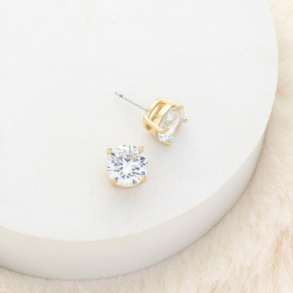 10mm Round Crystal Cubic Zirconia Stud Earrings in Clear Gift Box - Ready to Gift - Stud Earrings