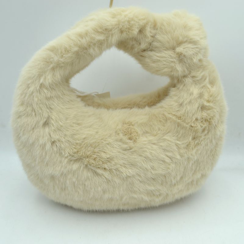 Structured Shoulder Bag with Long Double Straps and Clasp - Beige - Shoulder Bag