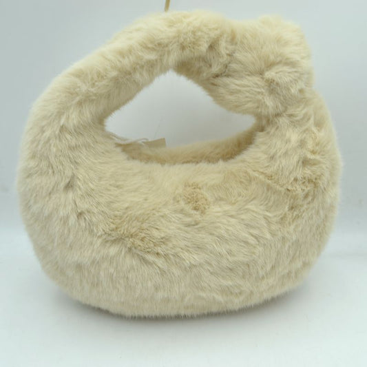 Structured Shoulder Bag with Long Double Straps and Clasp - Beige - Shoulder Bag