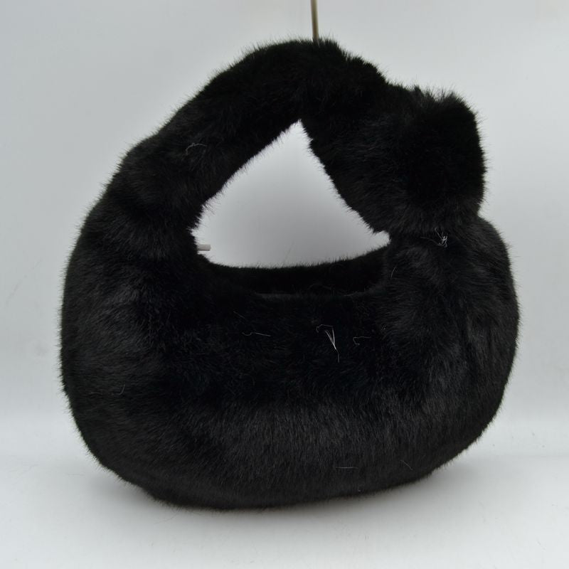 Structured Shoulder Bag with Long Double Straps and Clasp - Black - Shoulder Bag