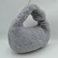 Structured Shoulder Bag with Long Double Straps and Clasp - Gray - Shoulder Bag