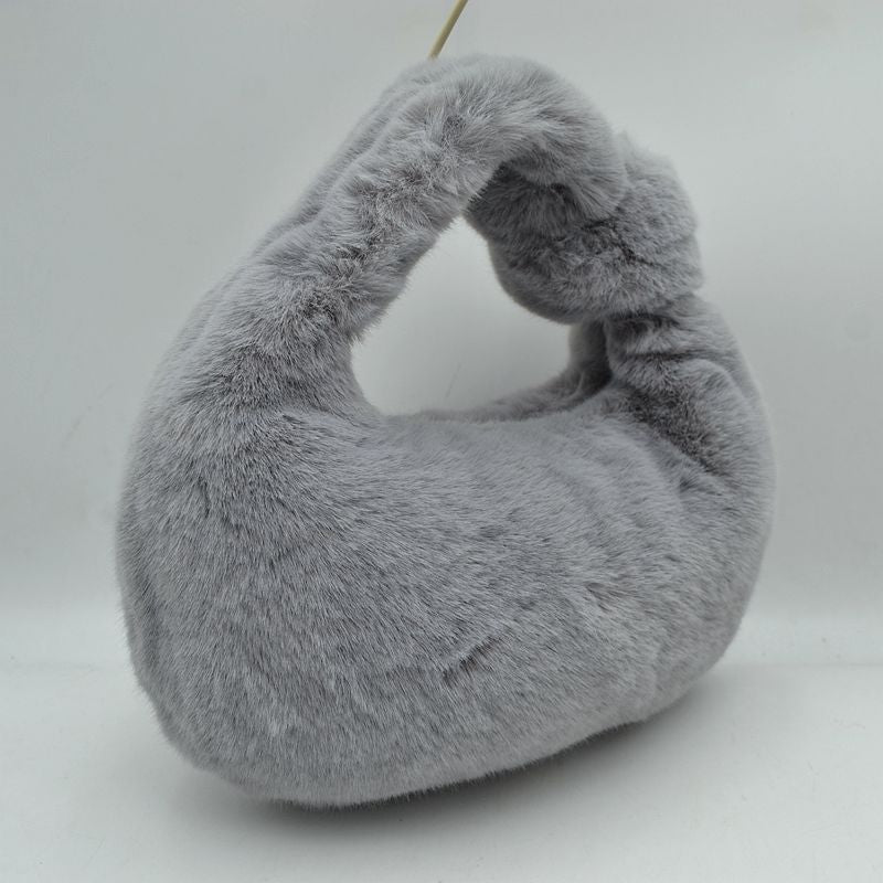 Structured Shoulder Bag with Long Double Straps and Clasp - Gray - Shoulder Bag
