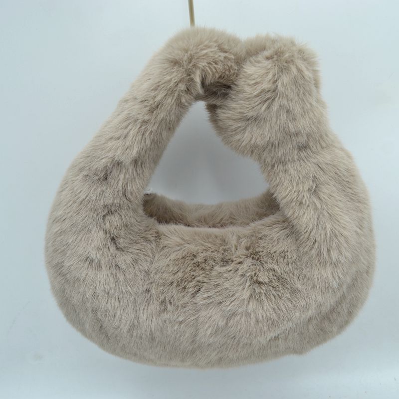 Structured Shoulder Bag with Long Double Straps and Clasp - Stone - Shoulder Bag