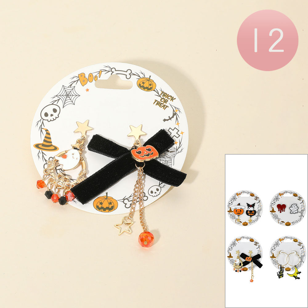 Assorted 12Pairs - Mismatch Halloween Earrings