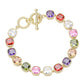 Gold 14K Gold Plated Square CZ Stone Link Evening Toggle Bracelet features a stylish square CZ stone link design and a convenient toggle closure, making it perfect for evening wear. The quality material and elegant design will add a touch of sophistication to any outfit. Upgrade your accessory collection with this stunning bracelet.