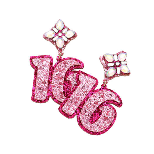It's the sweet 16 you've been waiting for! Celebrate your birthday with these special glittered 16 birthday pink glittered confetti message dangle earrings. Dazzling and fun-filled, they'll make you sparkle and shine! Now let's get this party started! Great Birthday Gift