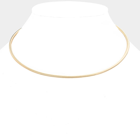 Gold 16 Inch Omega Chain Choker Necklace