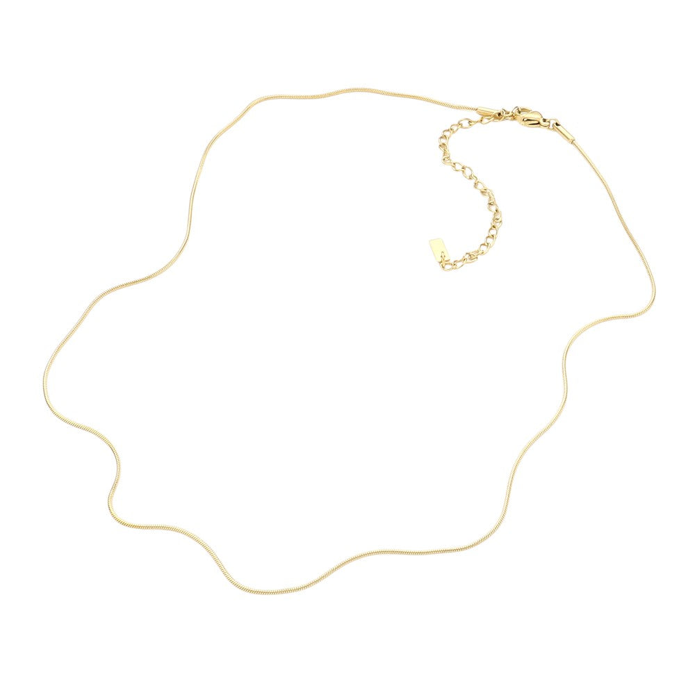 Gold 16 INCH, 1mm Stainless Steel Metal Chain Necklace is a sleek and durable option for everyday wear. Made with high-quality stainless steel, it is resistant to tarnishing and hypoallergenic. It is perfect for adding a touch of style to any outfit.
