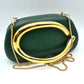 Hard Shell Clutch with Metallic Handle and Chain Strap - Dark Green - Clutch Bags