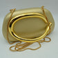 Hard Shell Clutch with Metallic Handle and Chain Strap - Gold - Clutch Bags