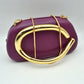 Hard Shell Clutch with Metallic Handle and Chain Strap - Purple - Clutch Bags