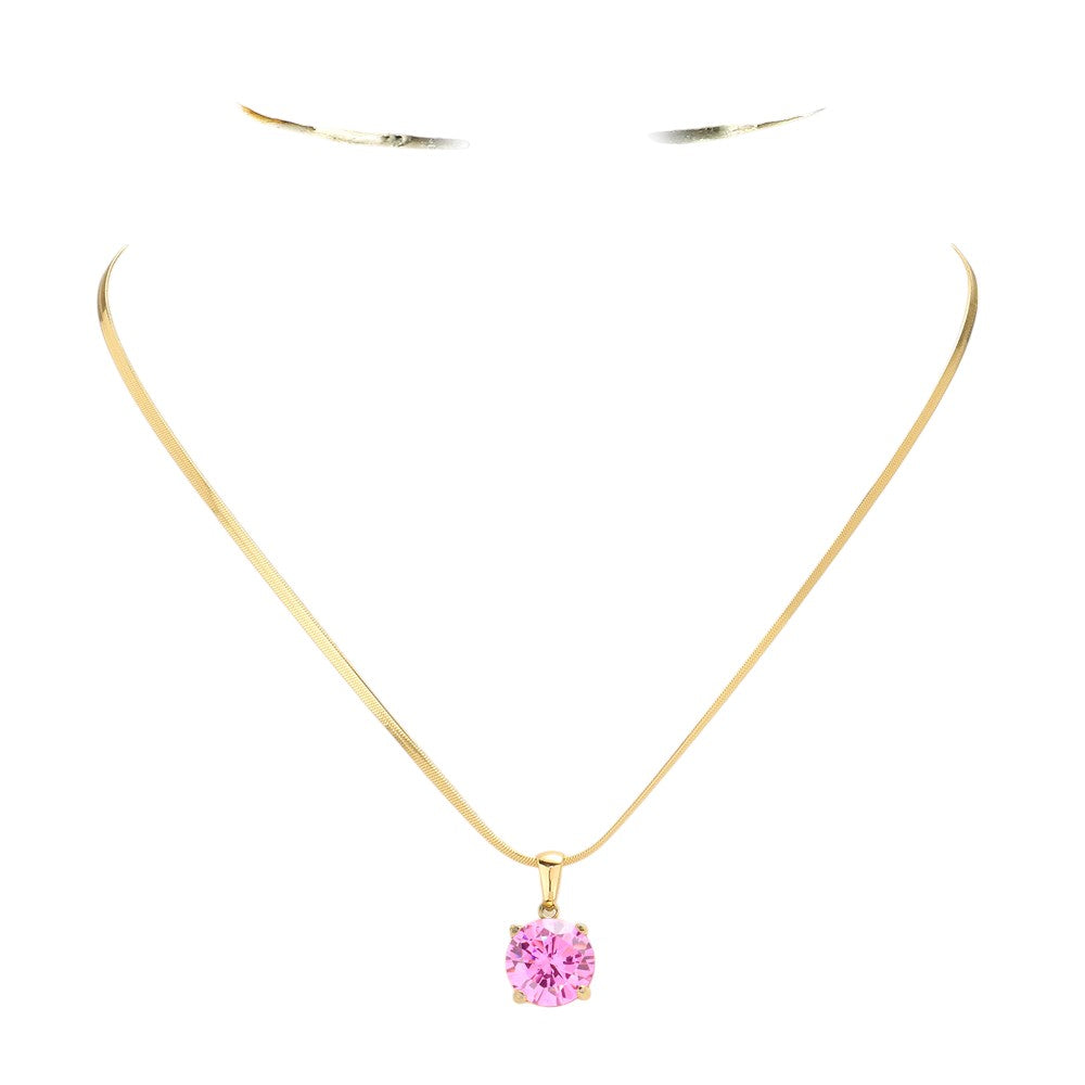Pink 18K Gold Dipped Stainless Steel CZ Round Pendant Necklace exudes elegance and durability. The high-quality material ensures long-lasting wear, while the stunning CZ round pendant adds a touch of glamour. Its timeless design makes it a versatile addition to any jewelry collection. Perfect for any occasion. 