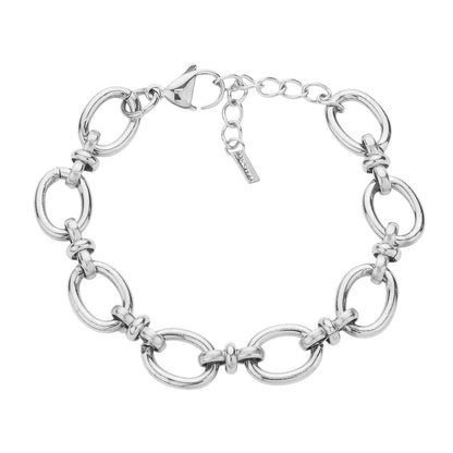 Rhodium 18K White Gold Dipped Stainless Steel Chain Link Bracelet is crafted from durable stainless steel, ensuring long-lasting wear and shine. The chain-link design adds a touch of elegance to any outfit. With its modern and versatile look, this bracelet is perfect for any occasion. Upgrade your jewelry collection today with this beautiful piece.