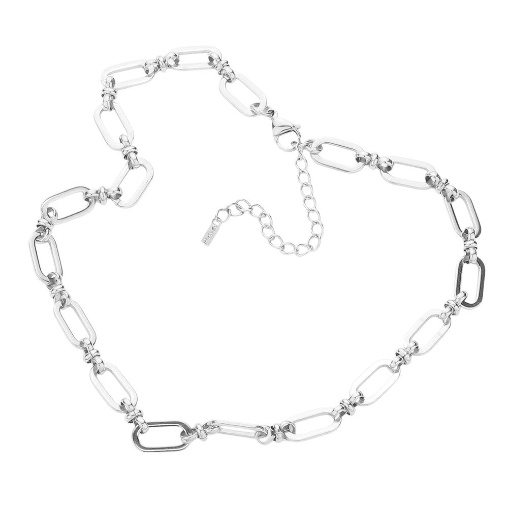 Rhodium 18K White Gold Dipped Stainless Steel Premium Handmade Chain Necklace is expertly crafted from premium stainless steel and dipped in luxurious 18K white gold. With its high-quality materials and intricate design, this necklace offers timeless elegance and durability. Elevate your style with this exquisite accessory. 