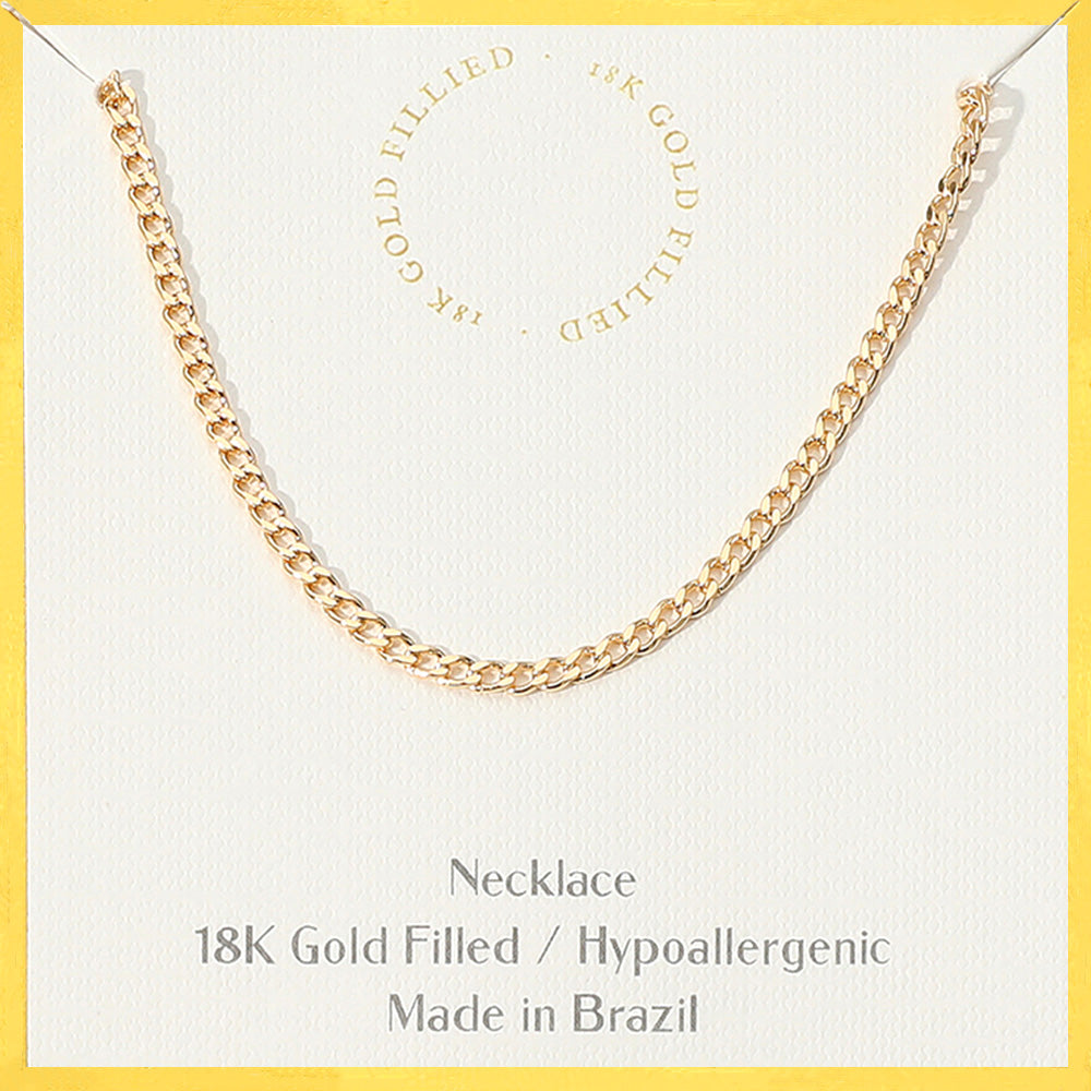 Gold 18K Gold Filled Hypoallergenic Cuban Chain Necklace