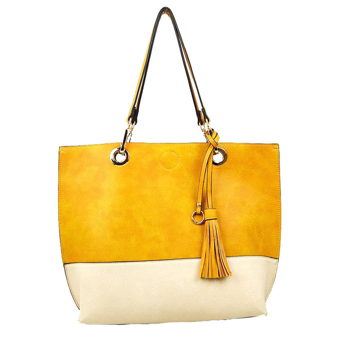 Yellow Vegan Tote Handbag Pouch Faux Leather Tote Bag Inside Crossbody Pouch Best Seller plenty of room to fit all your items. Comes with a removable insert bag that doubles as lining, can be removed and worn as a crossbody bag. Perfect for work, Birthday Gift, Anniversary Gift, Daily Handbag, Thank you Gift, Everything Bag 