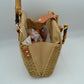 Woven Straw Satchel Bag with Bamboo Top Handle and Crossbody Strap - Tote Bag