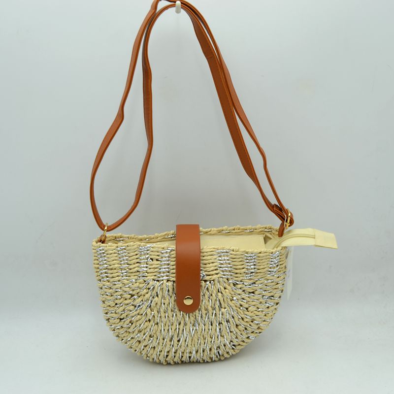Riviera Straw Half Moon Crossbody