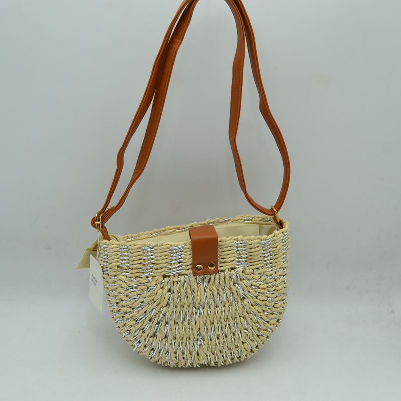 Riviera Straw Half Moon Crossbody