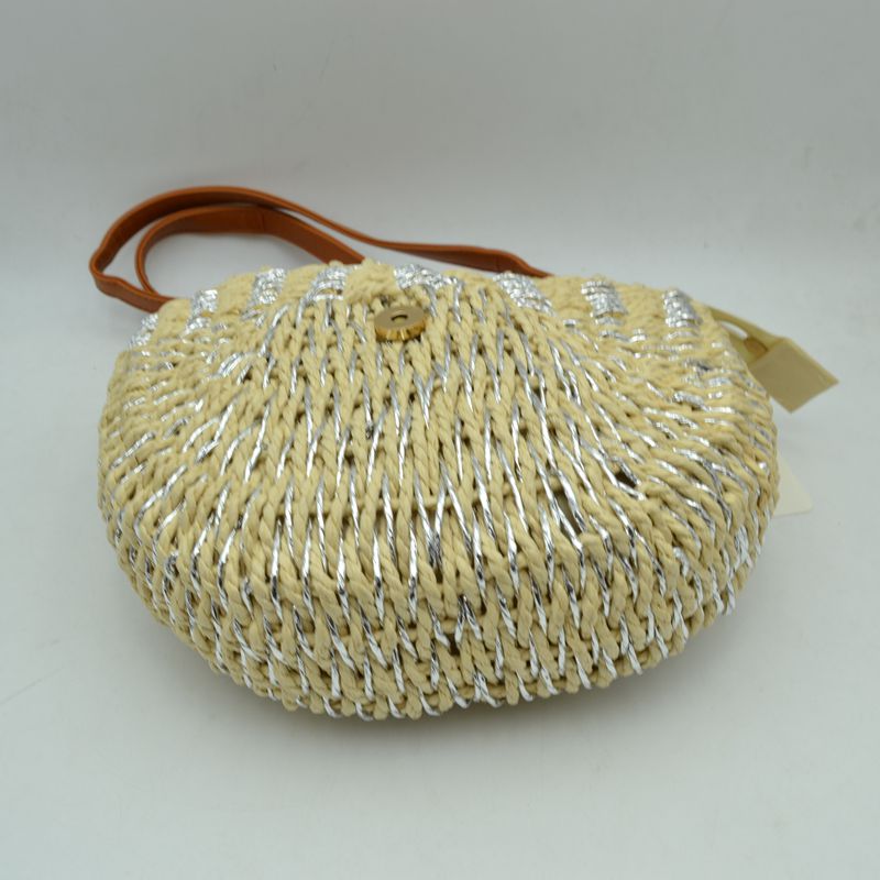 Riviera Straw Half Moon Crossbody
