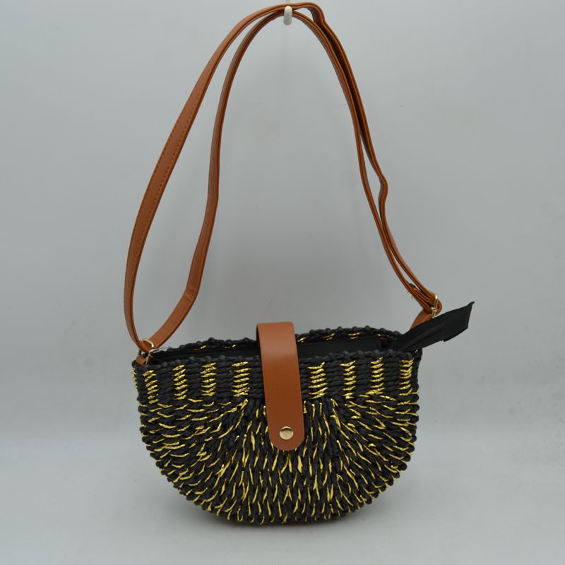 Riviera Straw Half Moon Crossbody