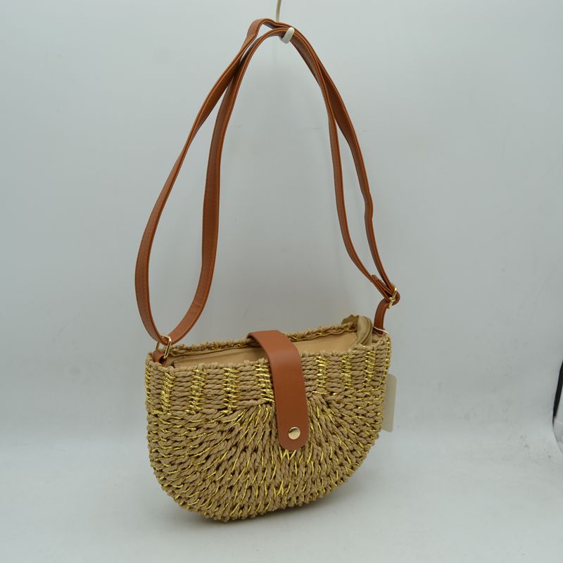 Riviera Straw Half Moon Crossbody