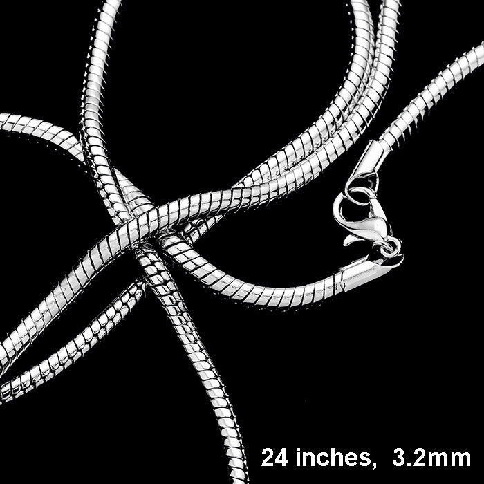 Silver 24 INCH, 3.2mm-Siver Plated Snake Chain Metal Necklace