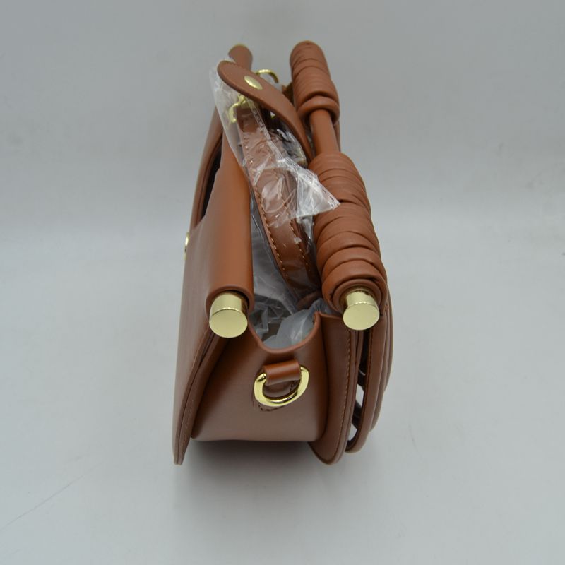 Structured Half-Moon Clutch Bag with Tubular Stitching and Shoulder Strap - Clutch Bags